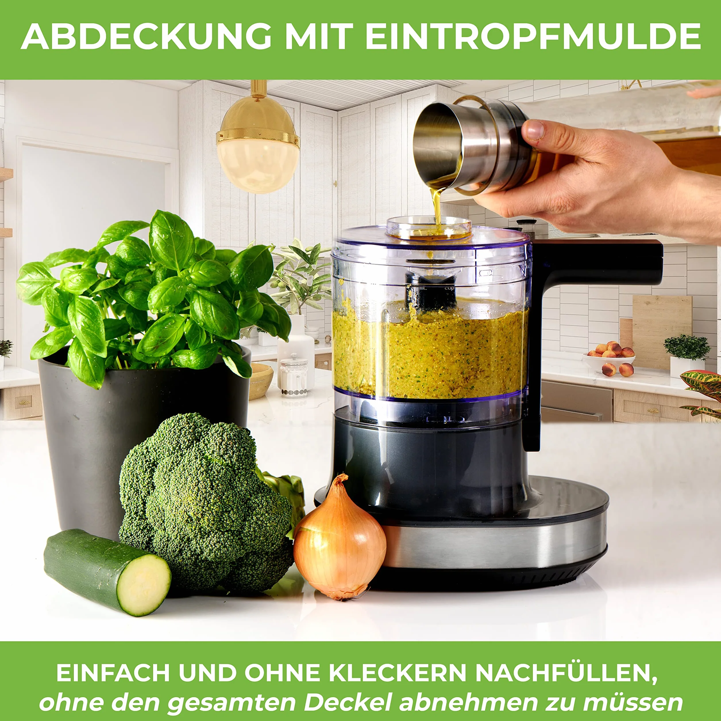 NUTRI-CHOPPER 4D tritatutto elettrico con funzione AUTO-BLADE – senza BPA – marchio tedesco – Food Processor trituratore universale per cipolla carne, noci, pesto