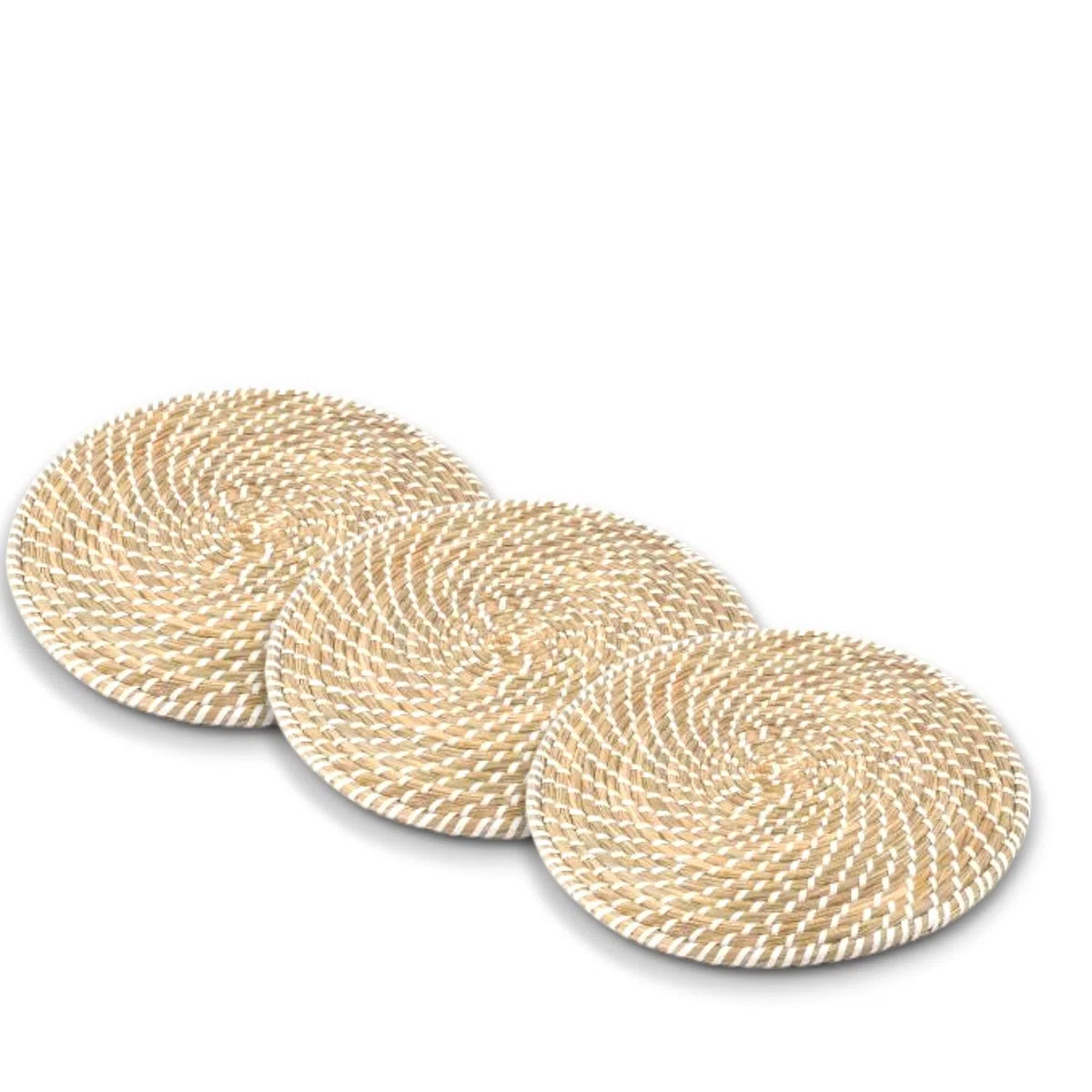 KORAT Set 3 Sottopentola in Vimini Naturale Disponibili Rotondi Ø25 cm o Quadrata 25x25 cm Intreccio Resistente Design Rustico per Cucina Tavola o Decorazioni Antiscottatura e Isolante (Rotondo)