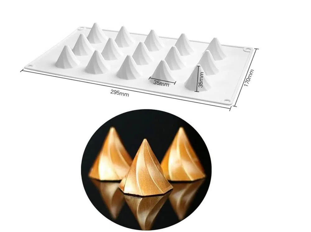 Stampo per torta in mousse in silicone, mousse per dessert Bakeware Stampo per candela con sapone al cioccolato fai da te, 15 fori Cono circolare