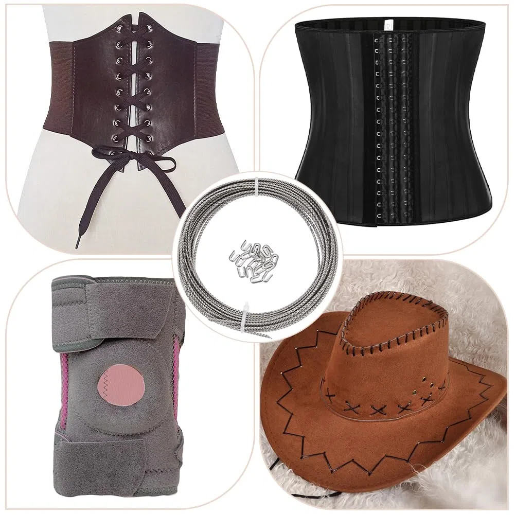 GORGECRAFT 5m*4mm Stecca per Corsetto A Spirale in Metallo con 20 Punte per Osso A Spirale in Acciaio Inossidabile Coperture per Filo A Spirale Soggiorni per Stecche Set Struttura e Forma