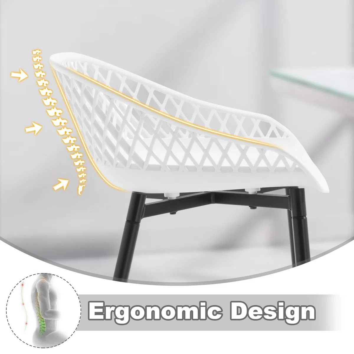 WOLTU Sgabelli da Bar Set di 4, Sgabello Cucina Esterno 64.5cm con Poggiapiedi e Schienale, per Isola Cucina, Colazione, Seduta in Plastica, Bianco