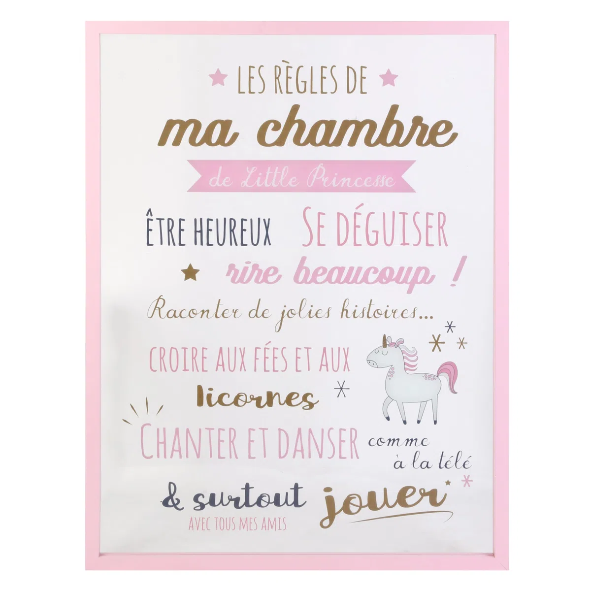 HOME DECO KIDS HD2352 Cornice Les Regles Bambine Deco Camera Oggetto Decorativo, Legno, MDF, Trasparente, Rosa, Or-Grigio Scuro/Rosa Polvere, 40 x 1,6 x 60
