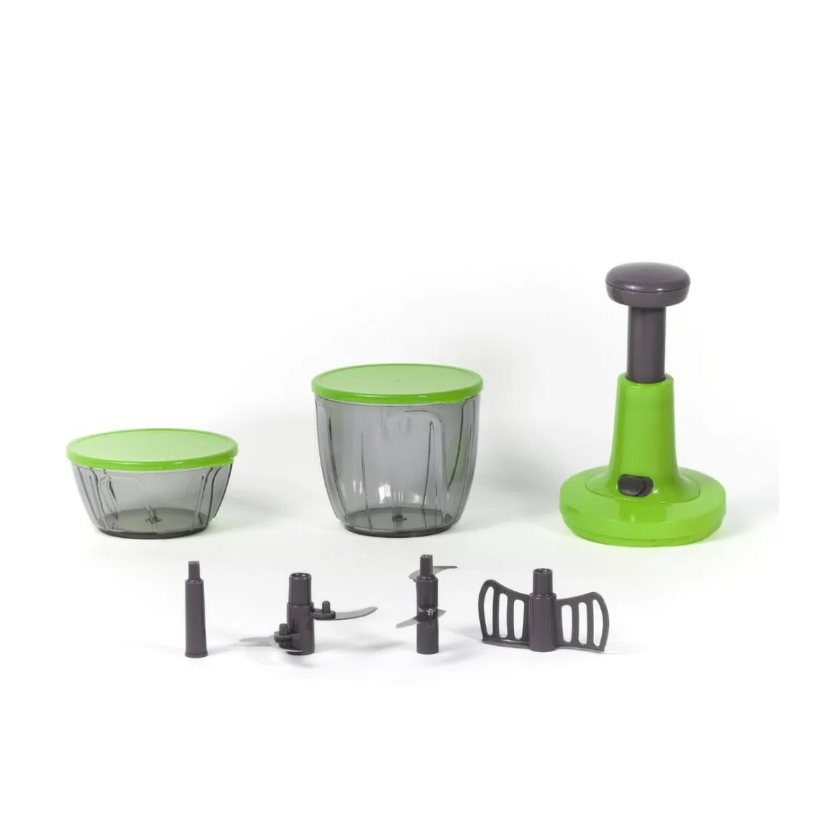 Pedro Chef set Tritatutto Manuale da Cucina, con 2 Contenitori in Plastica, 4 Lame Intercambiabili, per Verdure e Frutta (Blu)