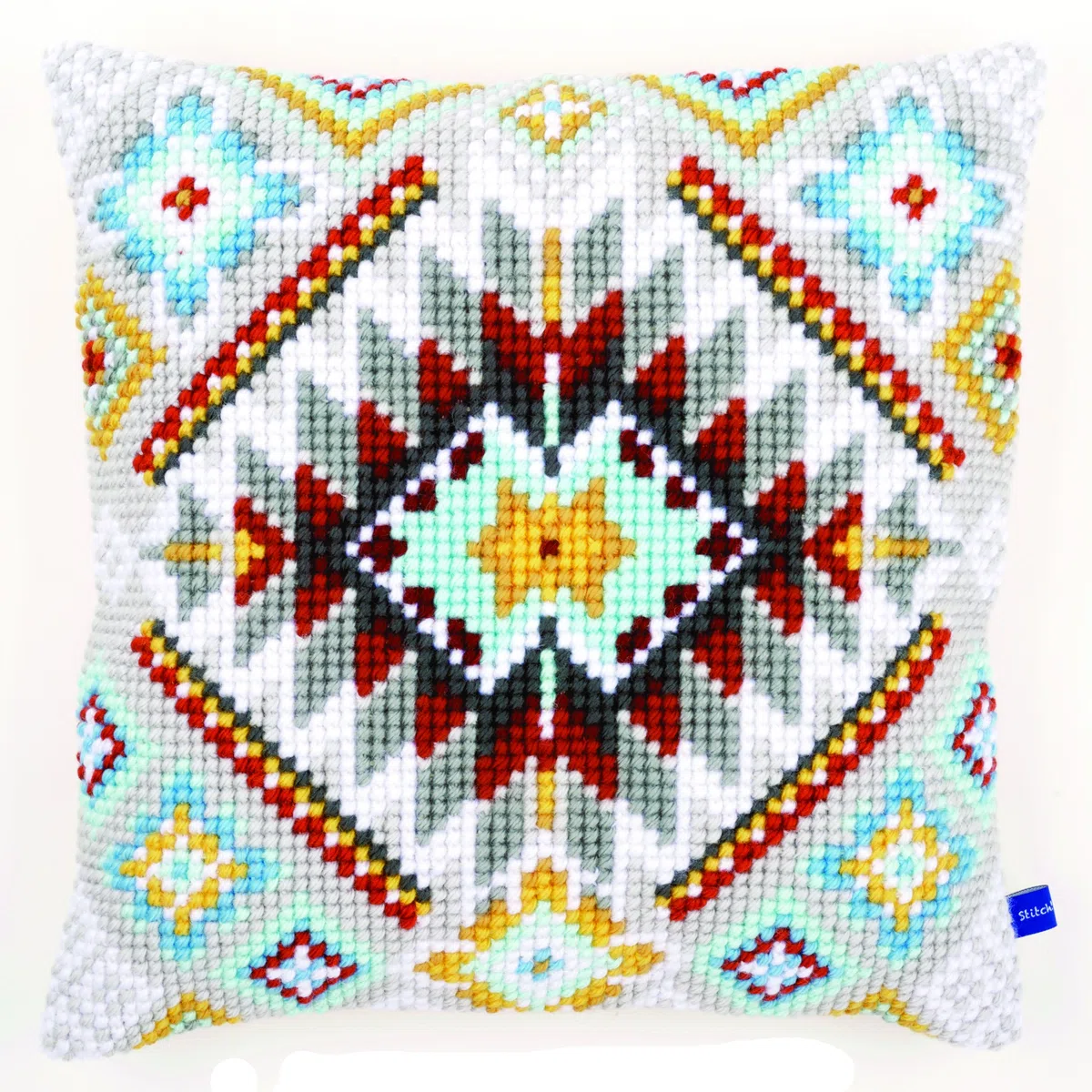 VERVACO Kit Cuscino Punto Croce Etnico I Set Ricamo Principianti Cuscini Gobelin Decorativi ca. 40 x 40 cm Accessori per Lavoretti Creativi DIY Casa Decor Hobby Adulti Cross Stitch