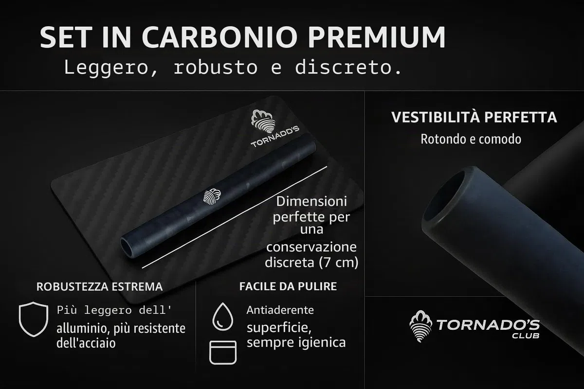 TORNADO´S Kit BLACK tessera flessibile e tubo in fibra di carbonio per la migliore esperienza utente