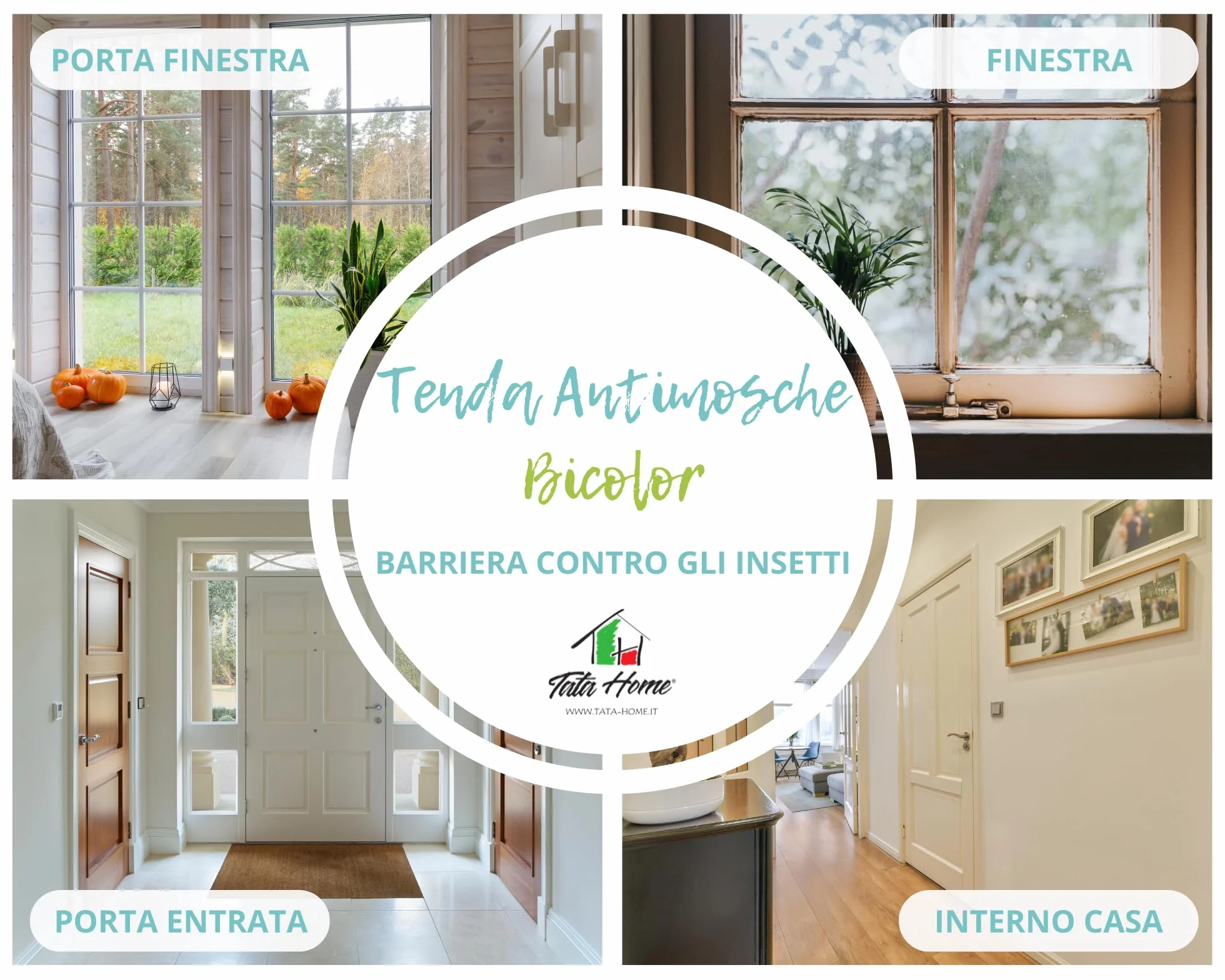 Tata Home Tenda Antimosche Fili Scooby Doo Multi Colori Trasparente per Porta Finestra Moschiera a Pannello Misura 140 x 230 cm con kit di ganci
