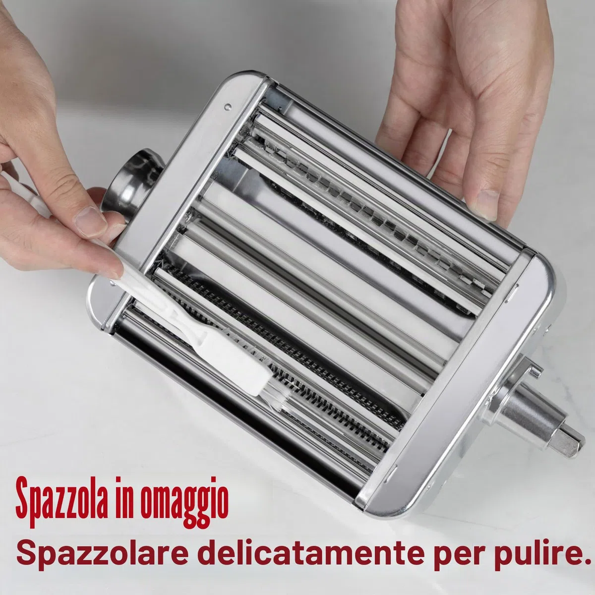 Accessorio per macchina per la pasta interamente in metallo per KitchenAid, accessorio per pasta 3 in 1 per planetaria KitchenAid, accessorio per sfogliatrice per pasta fresca regolabile a 8 velocità.