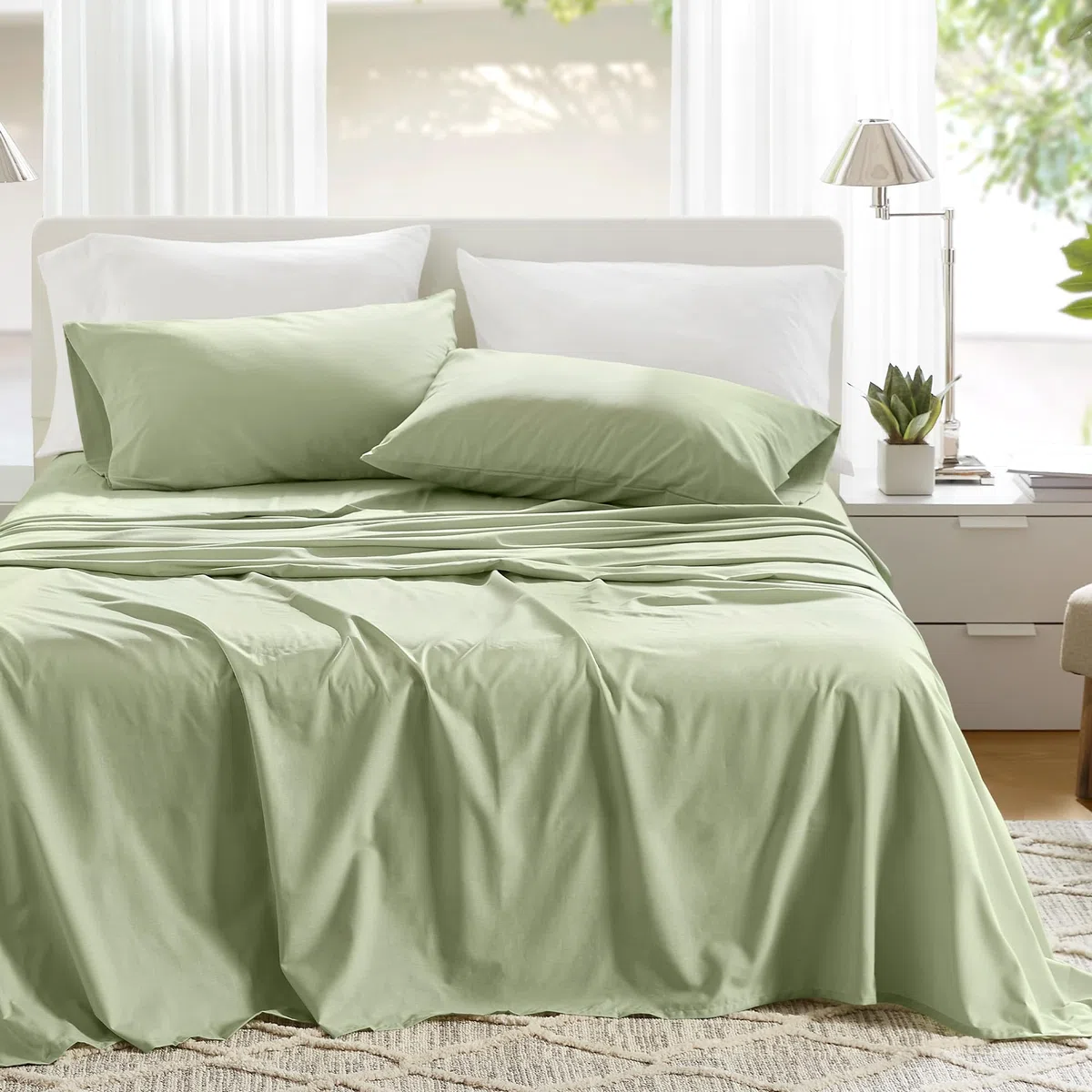 Comfort Spaces Lenzuola in 100% cotone, per letto king size, traspiranti e morbide, lenzuola in cotone naturalmente fresco, con tasca elastica da 35,6 cm, per materassi fino a 40,6 cm, set di lenzuola