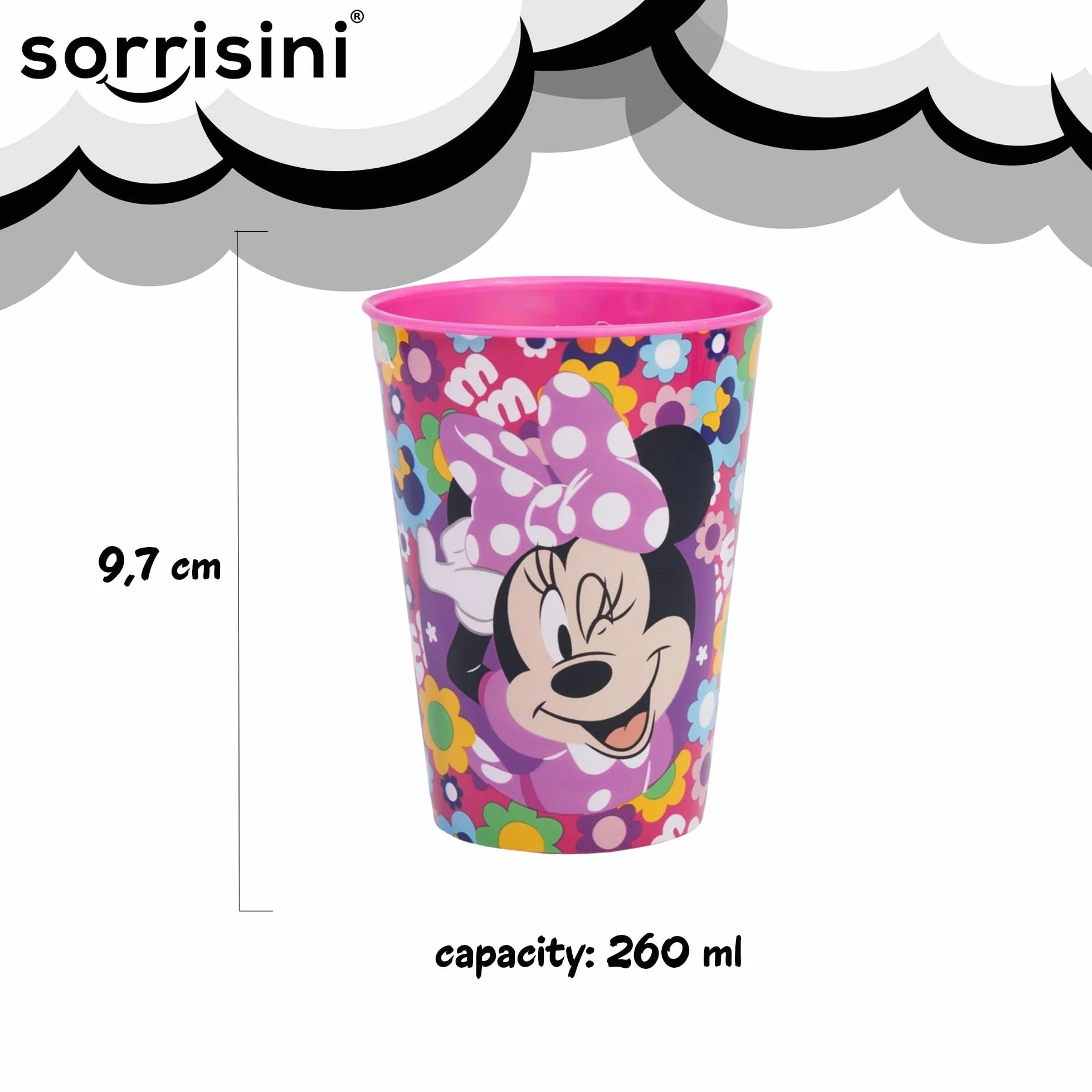 Stoviglie riutilizzabili per Bambini Minnie Mouse, Piatti Bambini per Asilo Scoula Piatto, Ciotola, Posate, Bicchiere, Set piatti in Plastica Adatta per Microonde