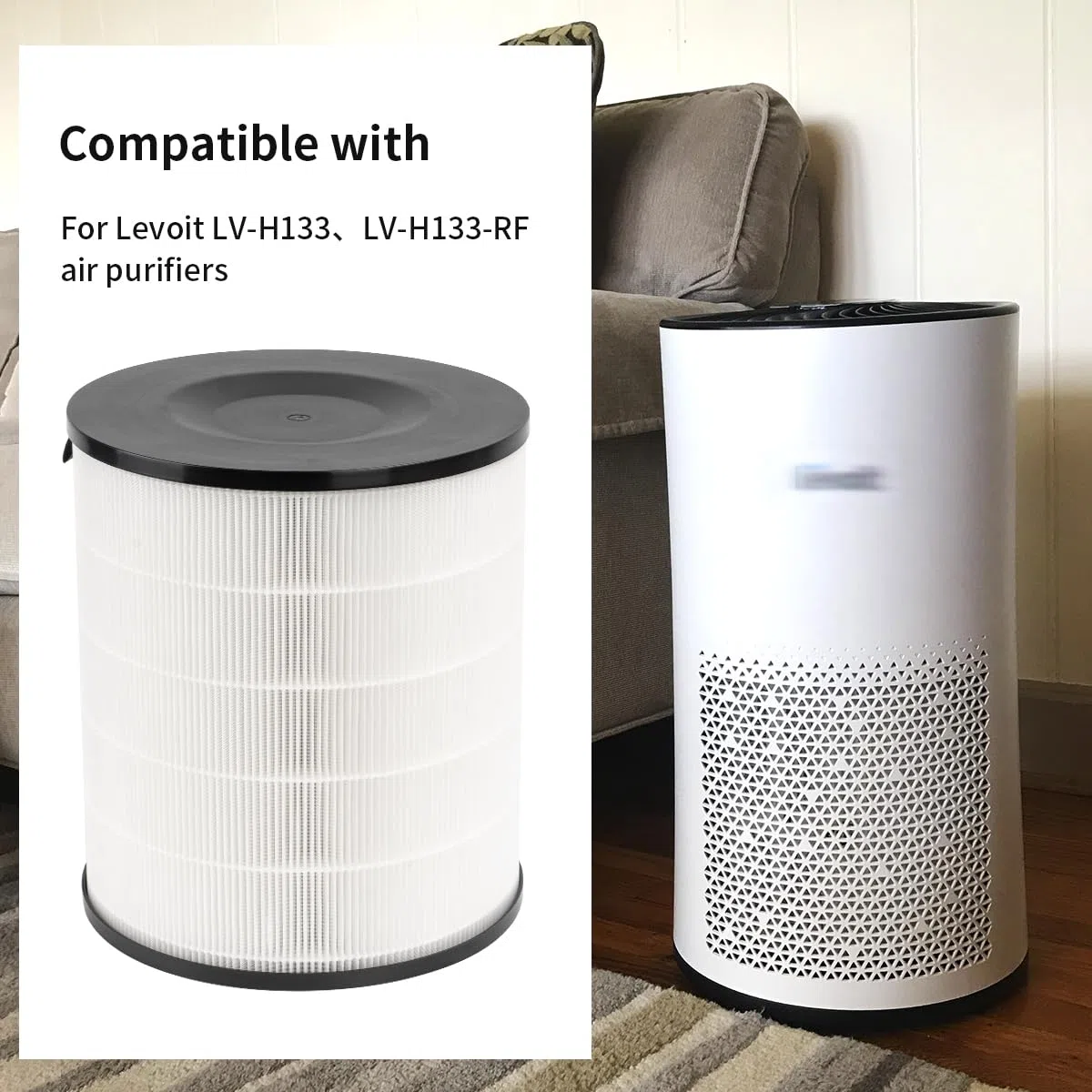 Filtro di ricambio compatibile con purificatore d'aria Levoit LV-H133, filtro sostitutivo 3-in-1 con filtro a carbone attivo integrato, numero di parte LV-H133-RF