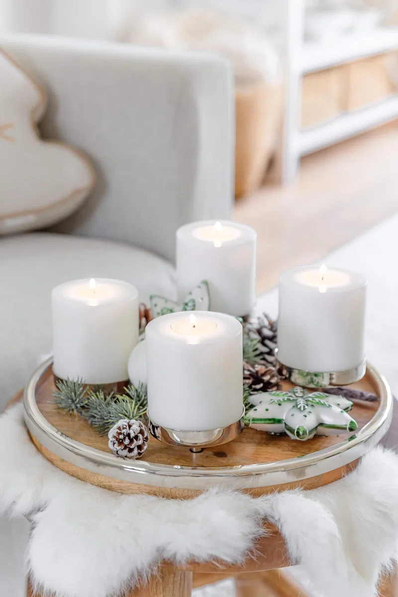 EDZARD Set die 2 candele permanenti Cornelius (altezza 9 cm, diametro 8 cm) bianco, utilizzabile su entrambi i lati per candeline standard e candeline più alte con involucro in plastica