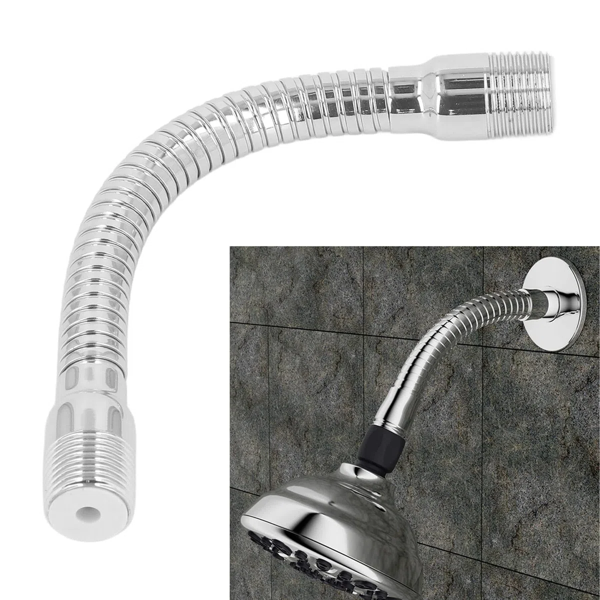 Braccio di Prolunga per Soffione Doccia Regolabile, Girevole e Girevole, Estende la Bocca, Adatto a Tutti i Soffioni Doccia, Hotel, Palestre, Realizzato in Acciaio Inossidabile