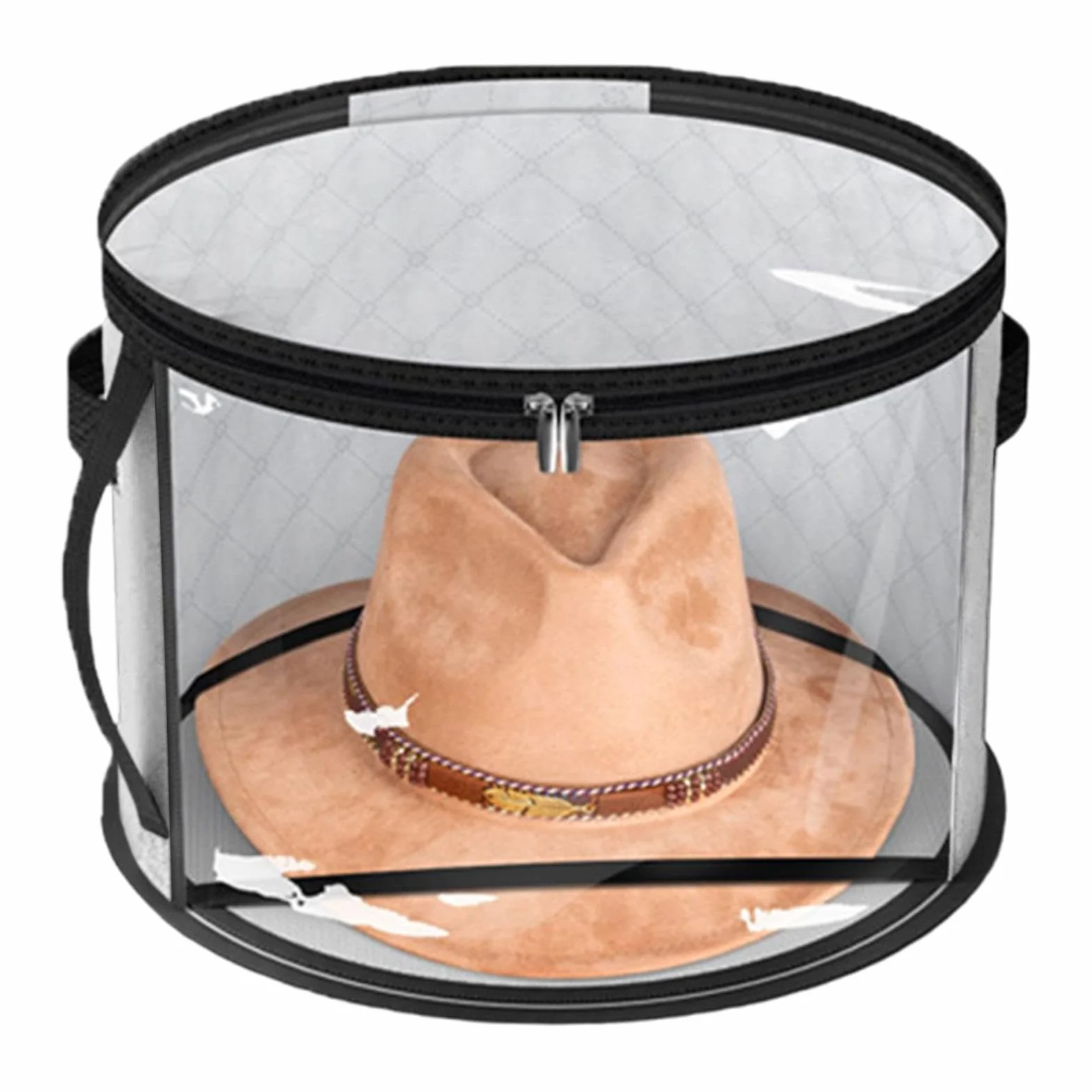 Scatola portaoggetti per cappelli, organizer per cappelli, contenitore rotondo da viaggio | Scatola per cappelli morbida trasparente con cerniera, borsa multifunzionale per cappelli di grande capacità