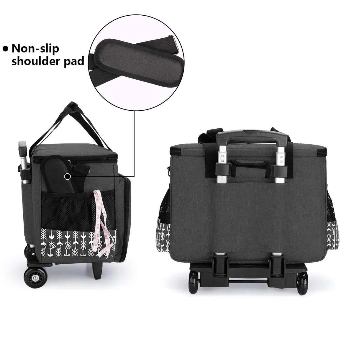 Yarwo Staccabile Borsa Trolley per Macchina da Cucire, Borsa per Macchina da Cucire con Tavola di Legno per Sostenere Il Fondo, Adatto per la Maggior Parte delle Macchine da Cucire Universali