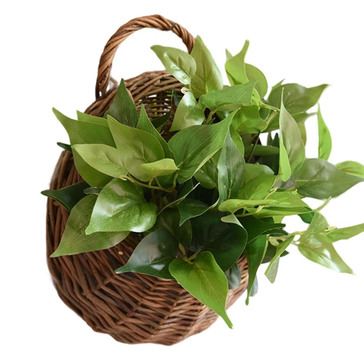 Cestino da parete in rattan, realizzato a mano, in vimini naturale, per giardino, matrimonio o decorazione per la casa, per appendere piante in fattoria, camera da letto, soggiorno