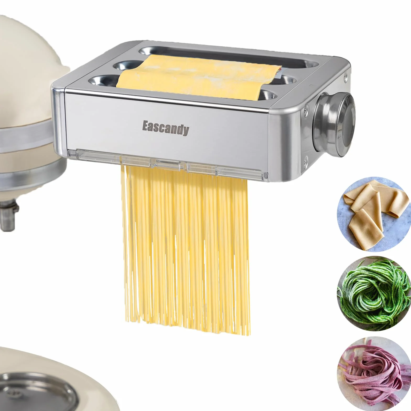 Accessorio per macchina per la pasta interamente in metallo per KitchenAid, accessorio per pasta 3 in 1 per planetaria KitchenAid, accessorio per sfogliatrice per pasta fresca regolabile a 8 velocità.