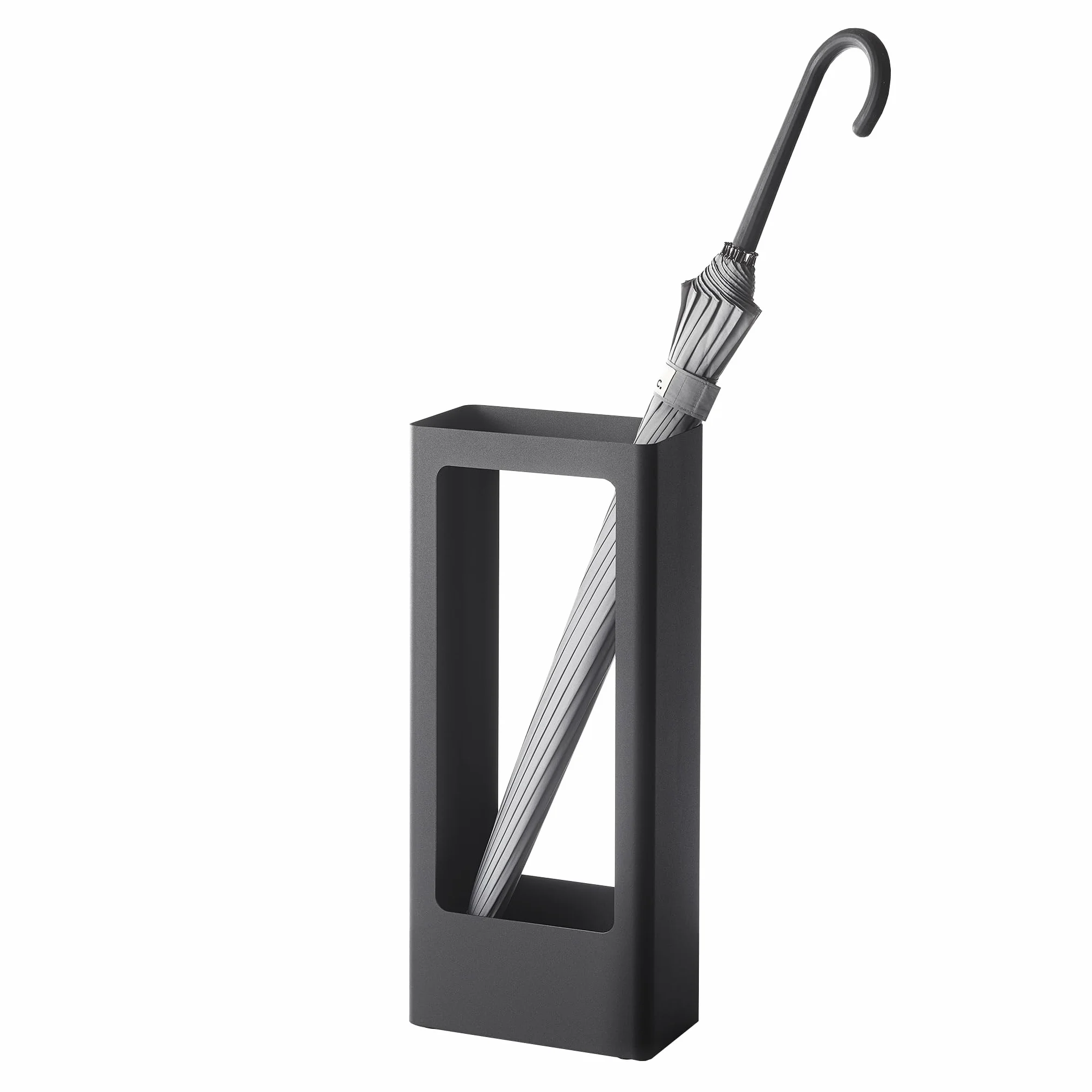 YAMAZAKI 4929 TOWER Slim Umbrella Stand, black, Steel/Silicone, 22 x 12 x 50 cm