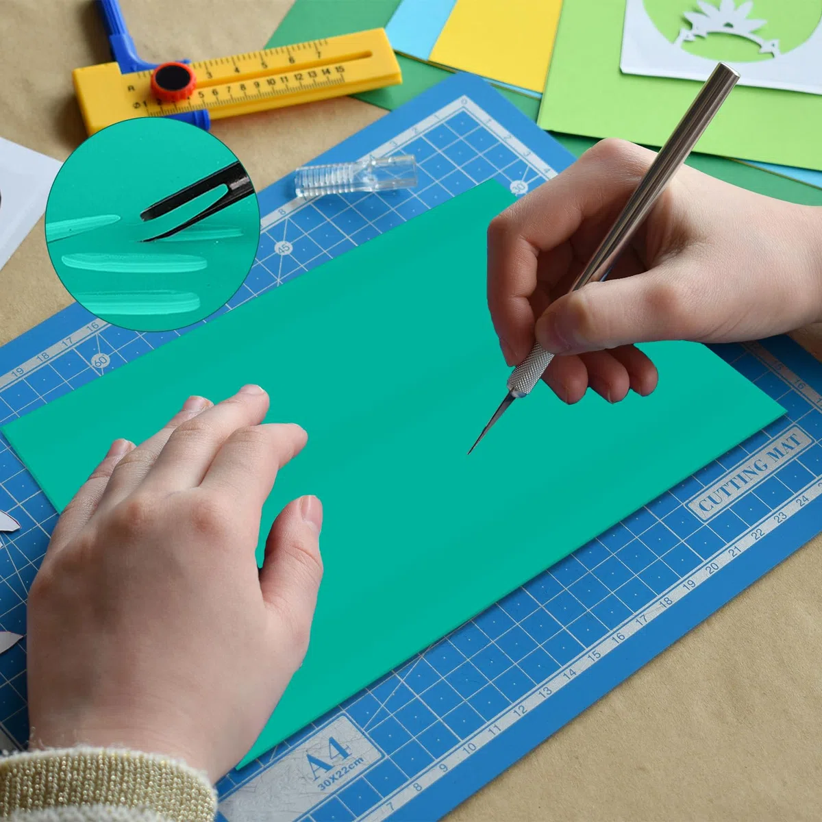LPZMPZ 2 Pz Linoleum per Incisione Fogli di Gomma A4 Gomma Eva Morbida per la Realizzazione di Stampe, Stampa su Linoleum 21 x 30 cm (Grüner)