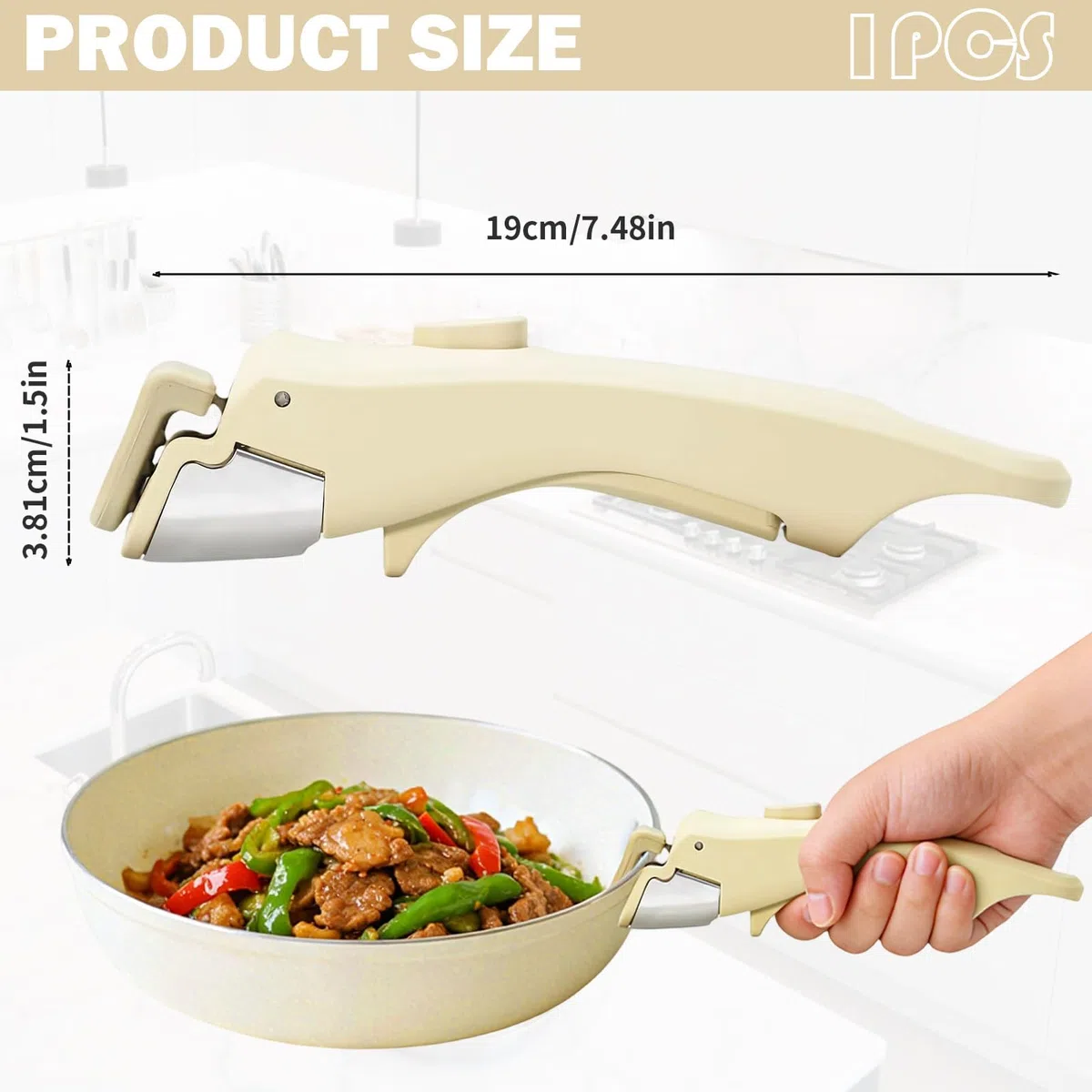 Manico rimovibile per padella anti-scottatura manico staccabile installazione a scatto pinza di ricambio per cucina, campeggio, picnic (nero)