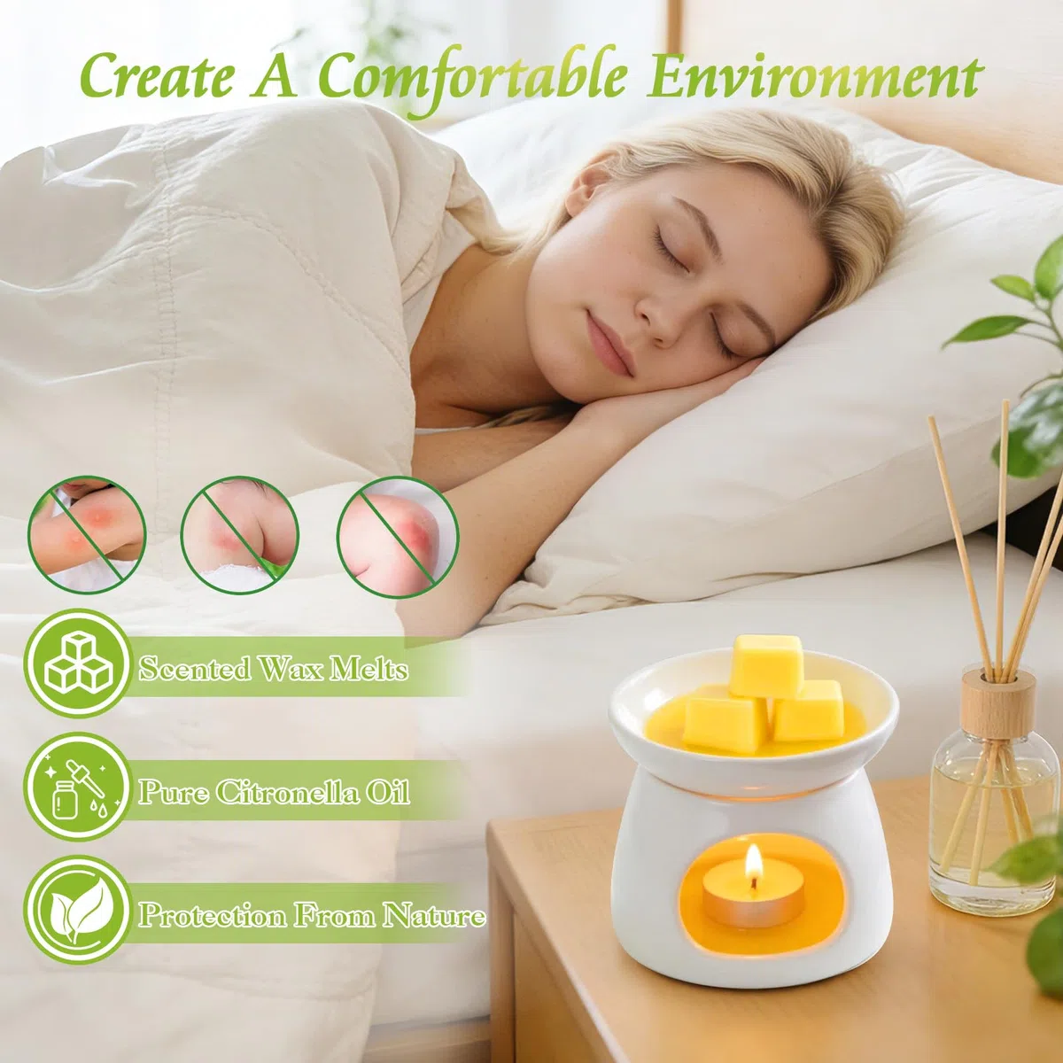 Cera profumata alla citronella per lampada profumata, 6 pezzi di cera profumata alla citronella da 2,5 oz per lampada profumata, cera di soia melts per scaldare candele, citronella regalo per l'estate
