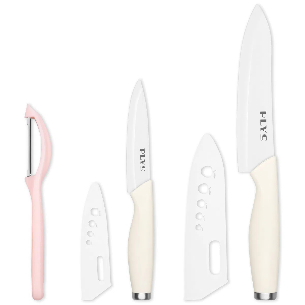 Plys Set Coltello Ceramica Cucina: Coltelli Ceramica da Carne Professionale Manico Bianco
