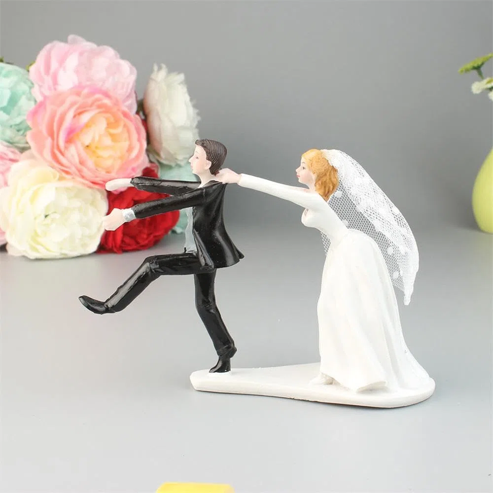 Decorazione per torta con scritta in inglese "Bride and Groom", divertente decorazione per torta nuziale, anniversario, fidanzamento