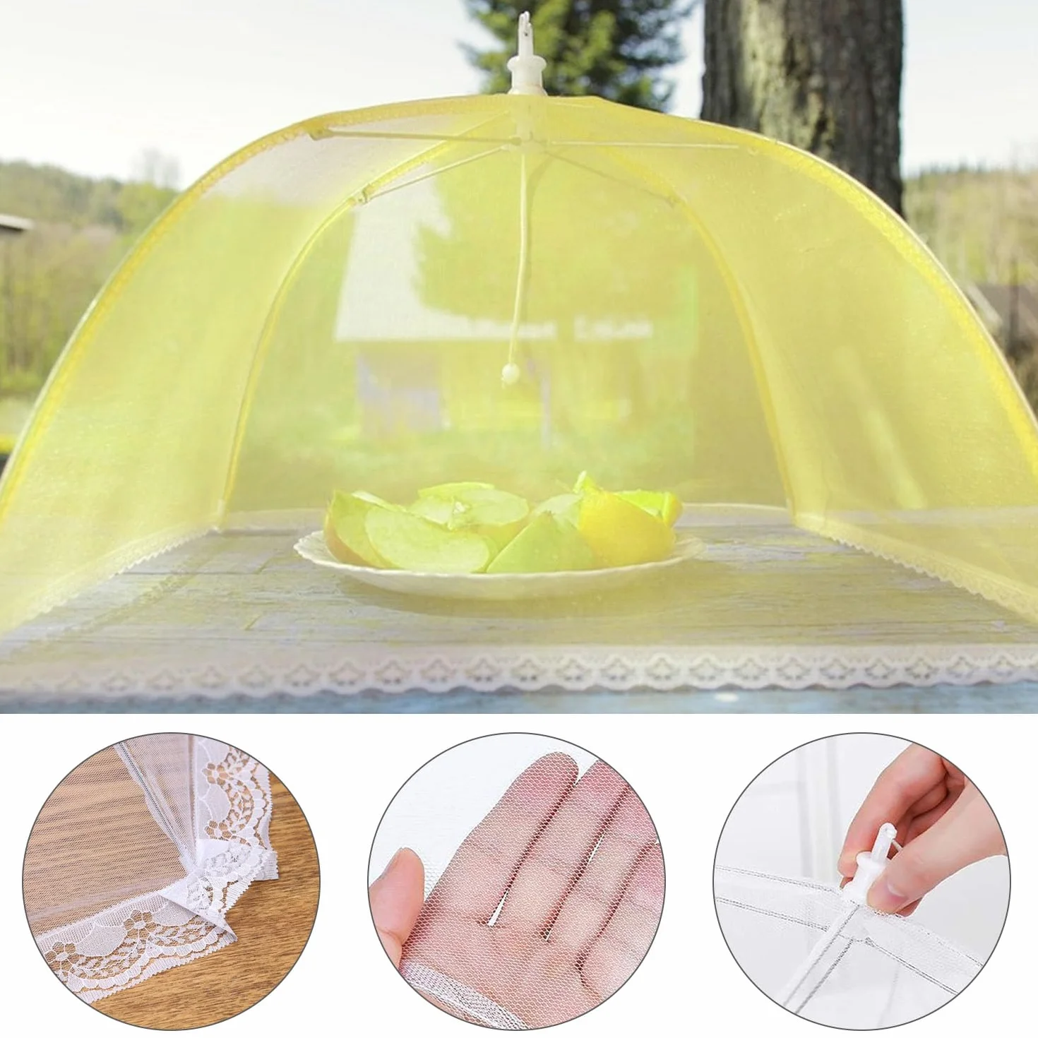 Lovesmile Coprivivande, 6 Pezzi Ombrellini Coprivivande, Coprivivande in Rete, Copri Cibo da Mosche, Pieghevole Rete per Alimenti Adatto per Proteggere Cibo Frutta Barbecue(6 Colori)