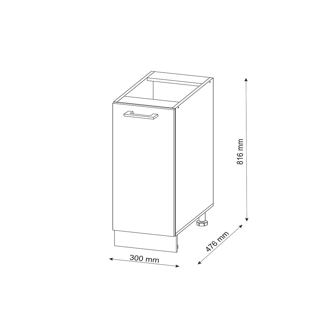 Vicco Armadio cucina dispensa alto R-Line, Antracite lucido, 30 cm senza piano di lavoro, per la libera combinazione all'interno di sistemi cucina modulari