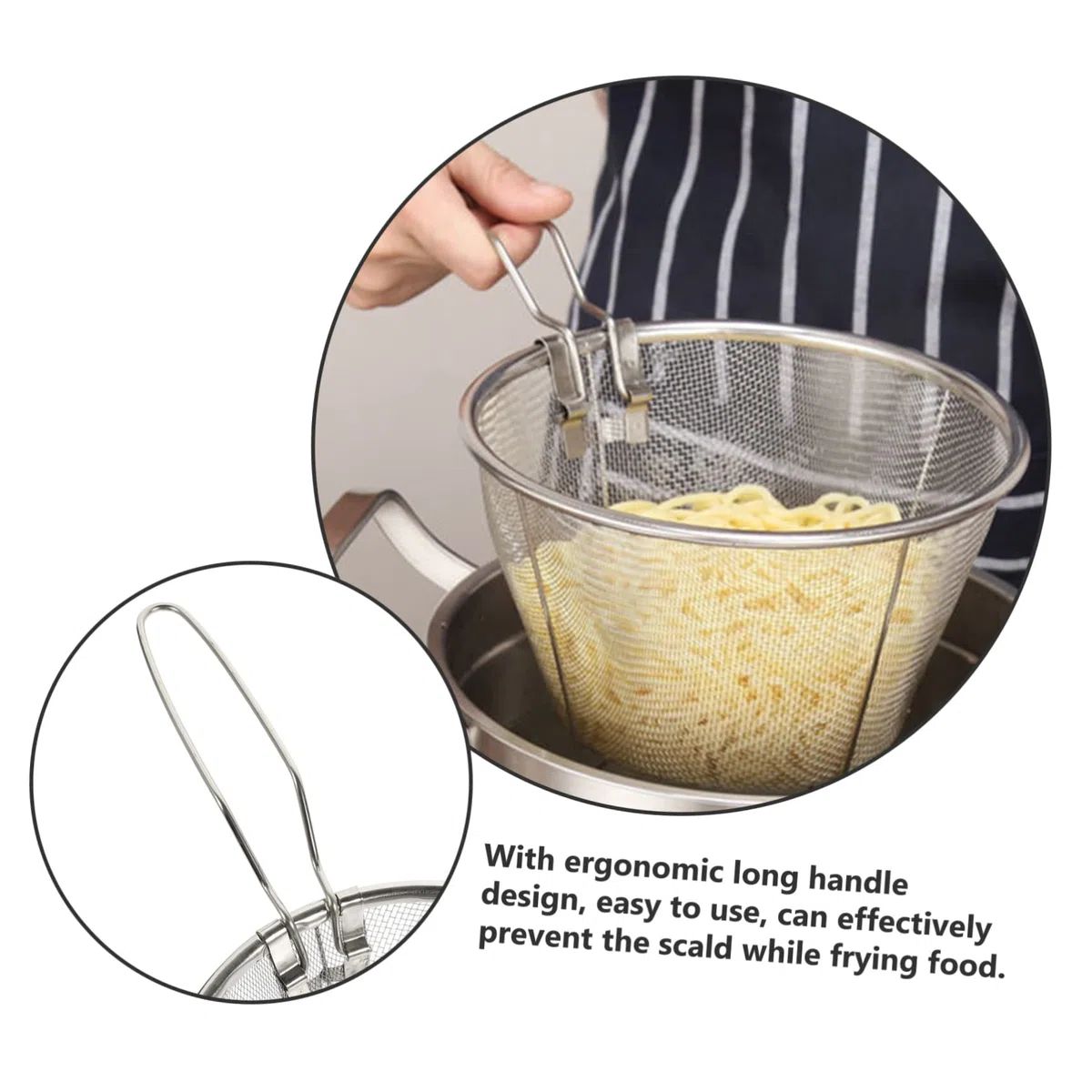Garneck Scolapasta in Acciaio Inossidabile Con Manico Pieghevole - Cuocipasta Ideale Per Pasta e Verdure - Dimensione 18 Cm Utensile Da Cucina Pratico e Resistente Per Uso