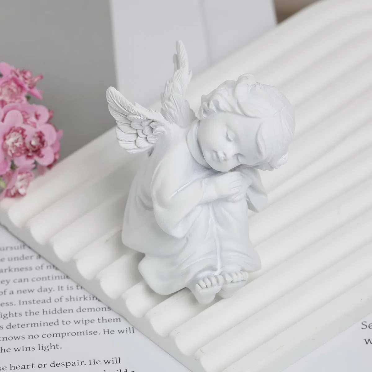 Angelo Custode Statuetta, Statua Angelo Custode, Statuetta di Cherubina Dormiente, Decorazione Angelica per Interni ed Esterni, Ideale per Giardino, Casa e Ricordo, 5.5 cm x 6 cm
