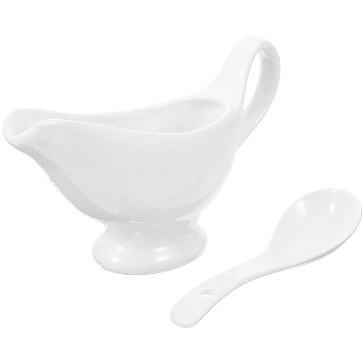 BESPORTBLE Set Salsiera in Ceramica 175Ml con Cucchiaio Profondo Anti-Goccia per Salsa e Condimenti Brocca da Tavola per Sughi per e Riunioni Familiari