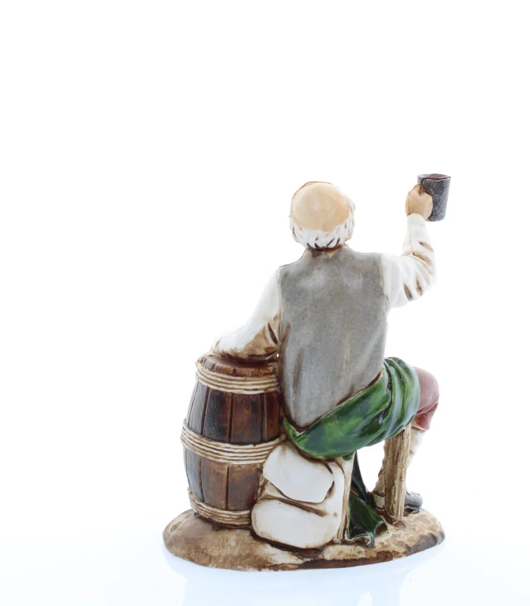 Moranduzzo Uomo che beve per Presepe da Cm 12 Scala 1:15 -Statuine Presepe Indistruttibili - Stile 700', Pittura Rifinita a Mano, Prodotto Ufficiale, Made in Italy, Scultore M. Landi