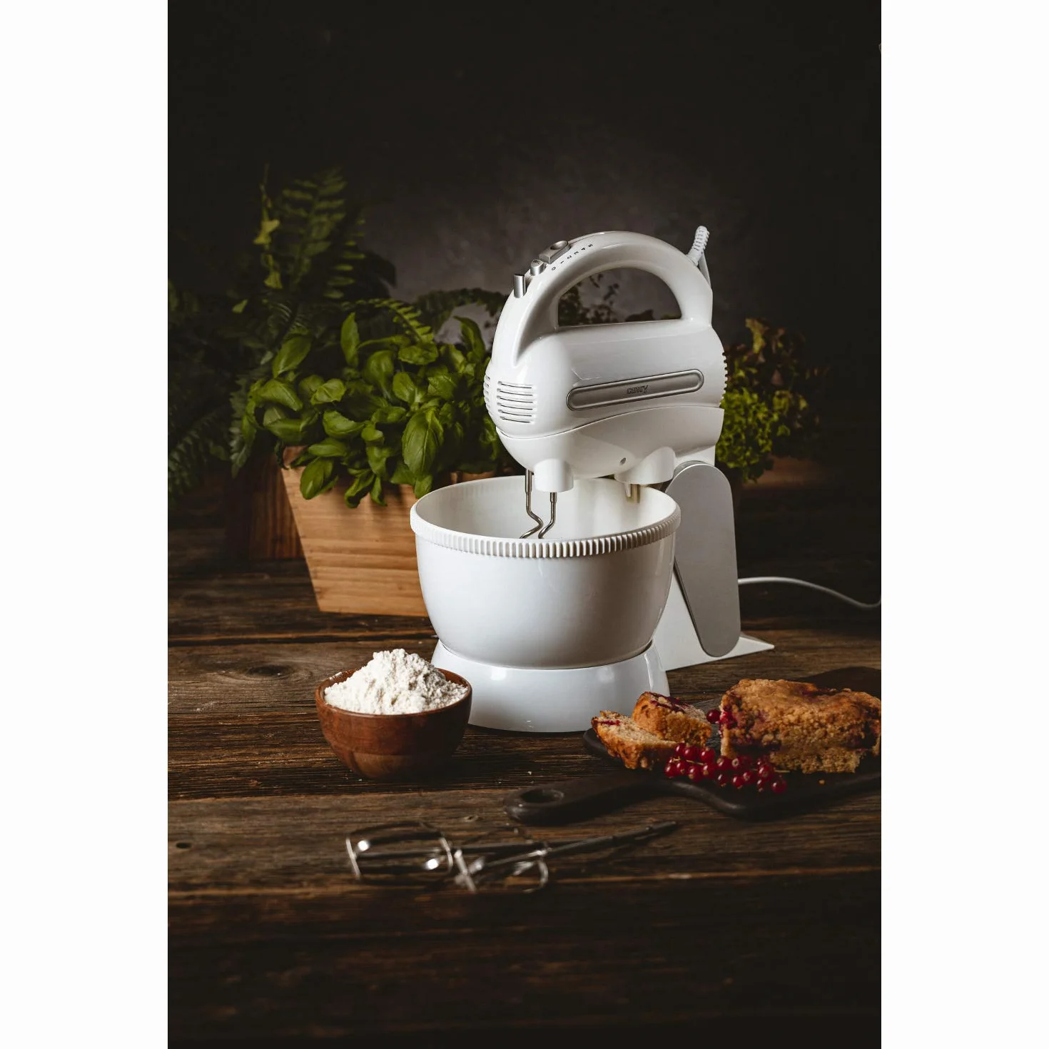CAMRY CR 4213 - Frullatore a mano con ciotola per miscelazione, 600 W, 5 velocità, con supporto per impastare e gancio per mescolare, in acciaio INOX, con miscelatore elettrico