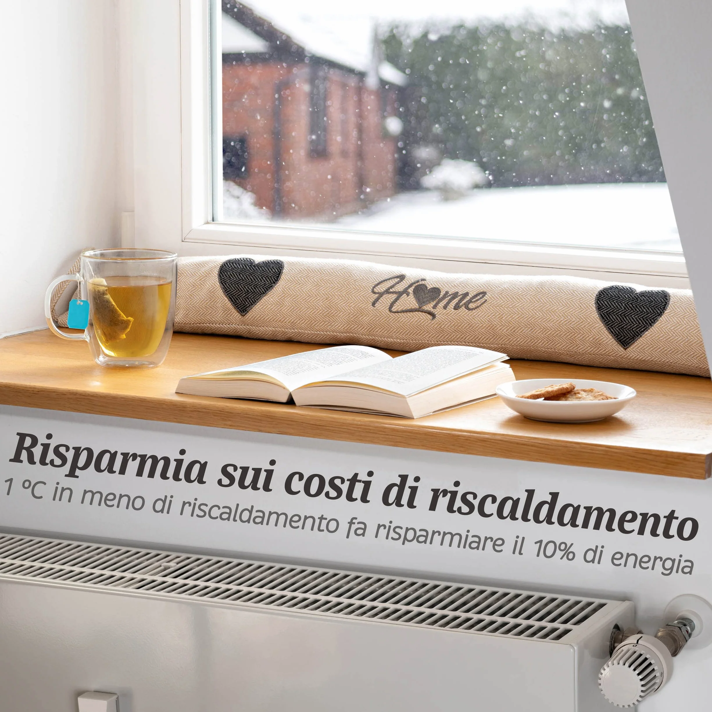 Praknu Paraspifferi Isolante per Porte e Finestre 90 cm - Lavabile - Risparmio Energetico - Extra Pesante - Beige