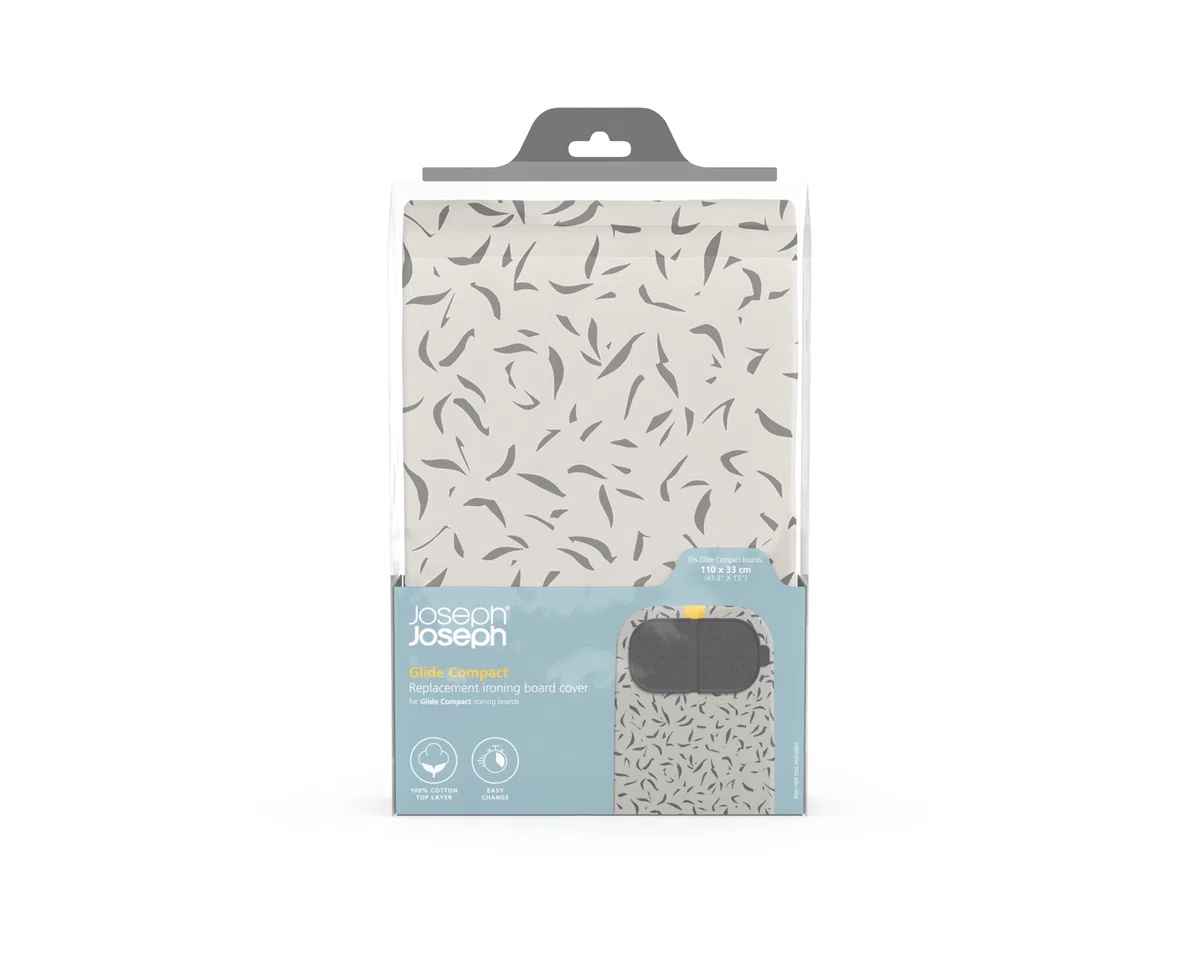 Joseph Joseph Copriasse da Stiro Standard 110 x 33 cm, 100% Cotone, con Tappetino in Silicone Resistente al Calore, Compatibile con Glide Compact, Beige/Nero