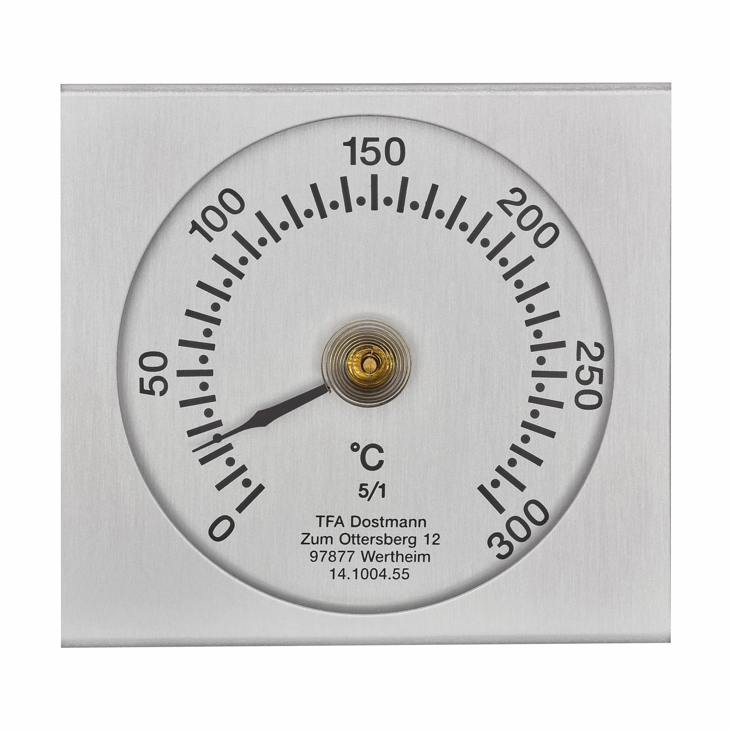 TFA Dostmann Termometro da Forno analogico, 14.1004.60, Acciaio Inossidabile/Inox, Resistente al Calore, da Cucina, per Il Forno per Pizza, pirometro, Argento