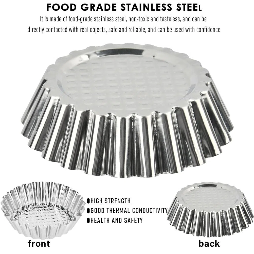 OTYMIOW Stampi di Crostate di Uova 20PCS Pirottini in Acciaio Inox 430 Alimentare, Stampo Torta Cupcake, Stampo Mini per Tortine Antiaderente Formine Muffin, Stampi Budini Formine Crostatine Dessert