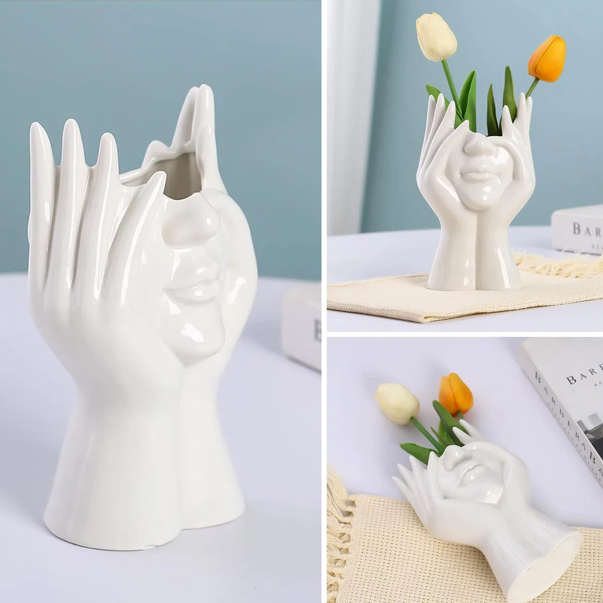 Artistico Testa Vaso Astratto: Nizirioo Moderno Elegante Forma Femminile Semicorpo Corpo Umano Vaso Fiore Boho Decorazione Da Tavolo Ufficio Cucina Casa