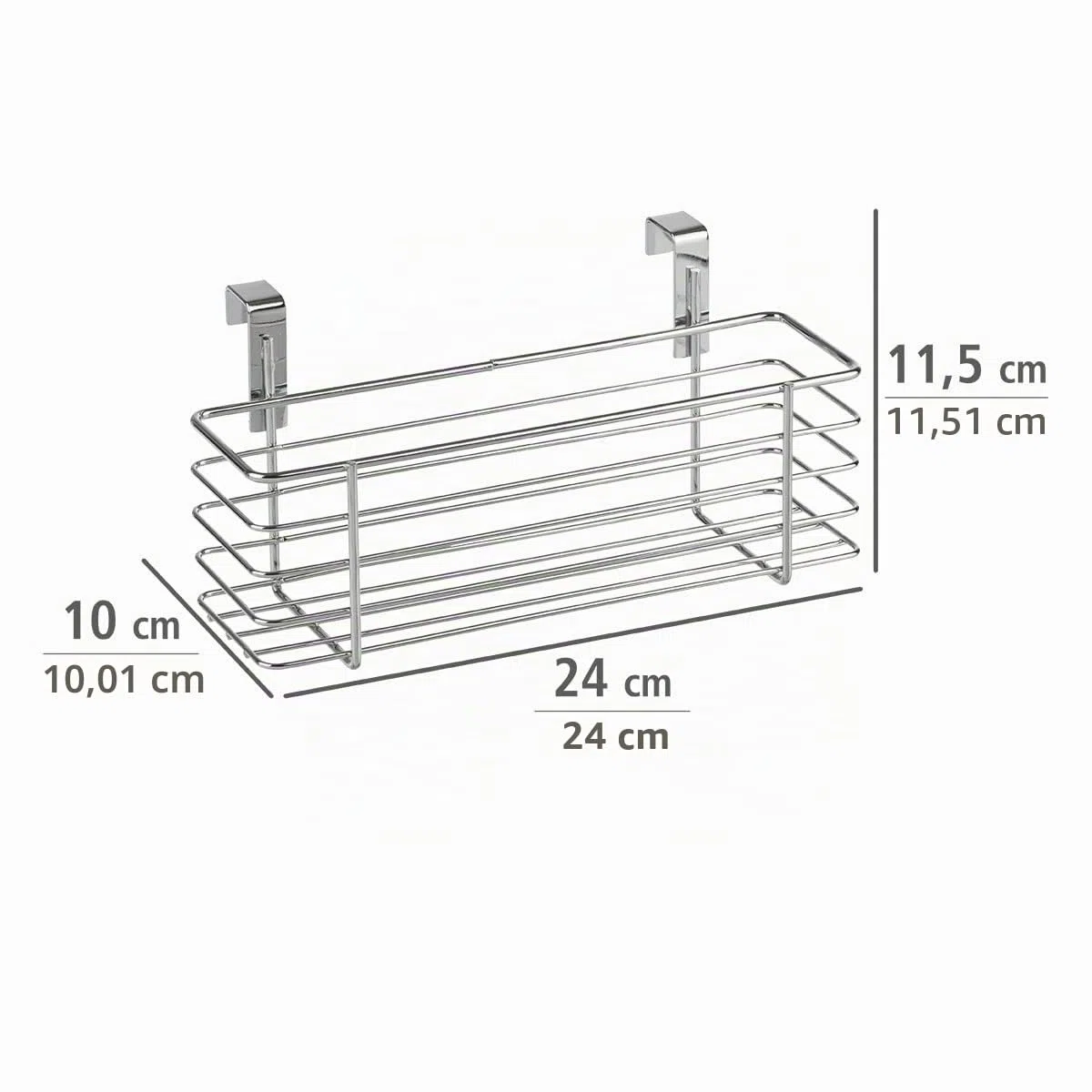 Wenko 2344100 - Cesto sospeso, Slim, Cromato, 24 x 11.5 x 10 cm