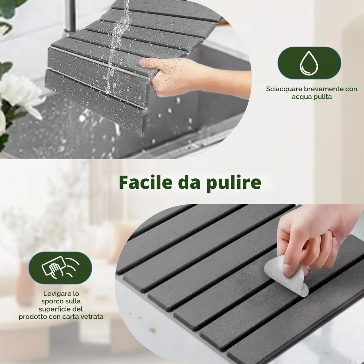 Scolapiatti, 40 x 30 cm, tappetino scolapiatti per stoviglie che assorbe l'acqua, ad asciugatura rapida, tappetino scolapiatti in terra di diatomea come tappetino scolapiatti per lavello da cucina