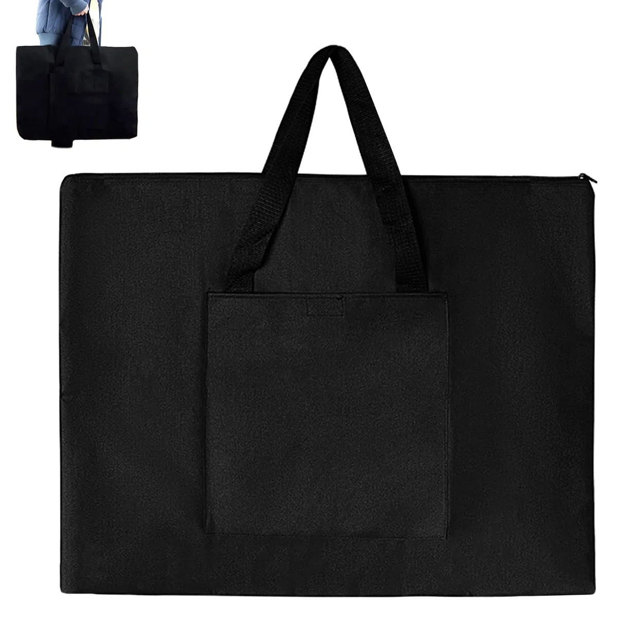 INHEMI Borsa da tavola da disegno A2, impermeabile, per disegno, pittura, schizzo, borsa portafogli per trasporto e protezione per schienali, grande formato, 25,8 x 21,1", nero, nero, nero, 25,8 x