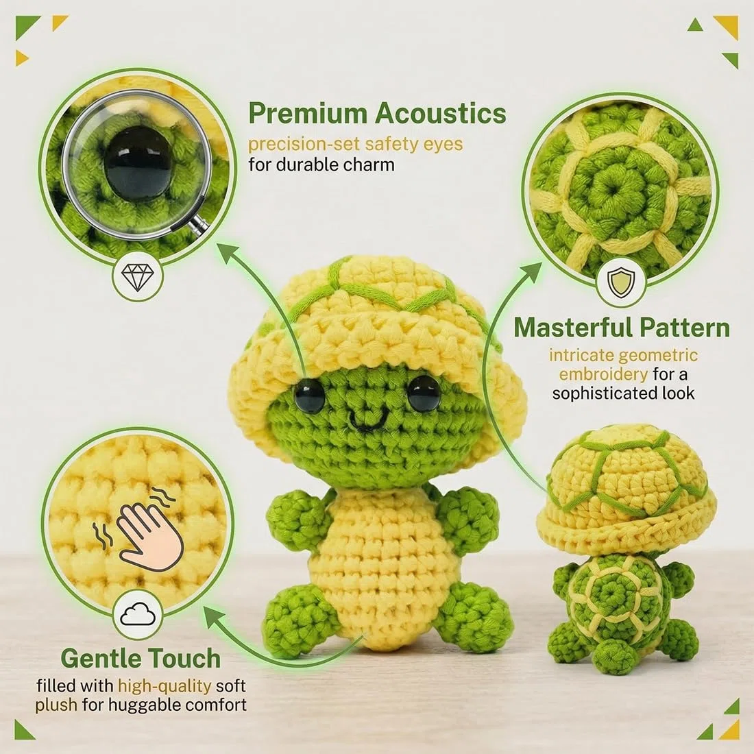 Kit Uncinetto Principianti,Crochet Kit Amigurum,Uncinetto Set Completo per Animali (con istruzioni),per adulti e bambini che Stanno Imparando l'uncinetto-Tartaruga