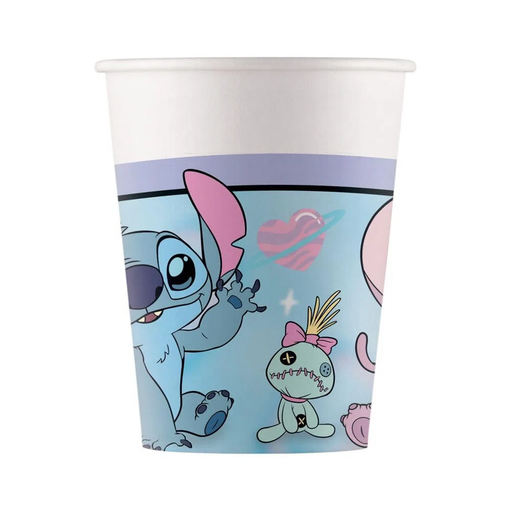 Procos Stitch & Angel, set da 36 pezzi, piatti di carta, bicchieri di carta, tovaglioli di compleanno per bambini