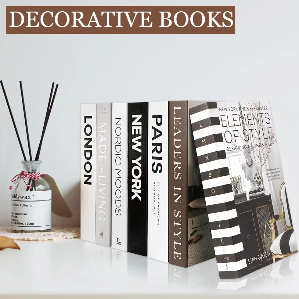 7 libri decorativi, pieghevoli, libri finti per mensole, libri finti per decorare la casa, tavolino da caffè, libreria, decorazione
