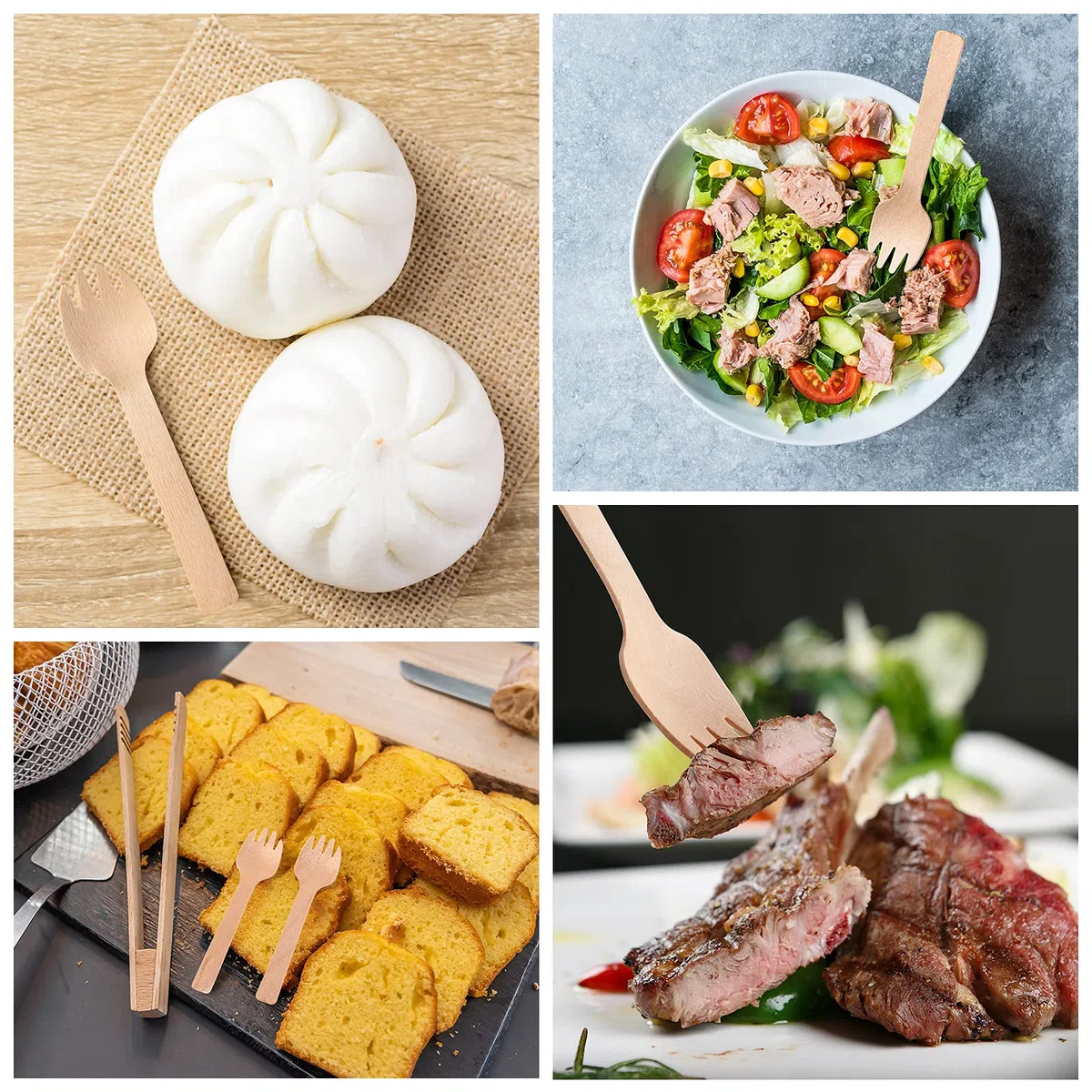 300 Pezzi Forchette di Legno Mini Forchette Usa e Getta Piccole Forchette Antipasto Posate Mini Utensili Forchetta per Torta per Carnevale Compleanno Festa, 4 Pollici (300)