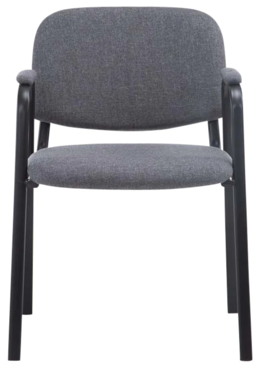 CLP Set 4 Sedie Impilabili Ken Pro con Braccioli Imbottiti, per Conferenze, in Tessuto, Struttura in Metallo Nero Robusta fino a 150 kg, Colore:grigio