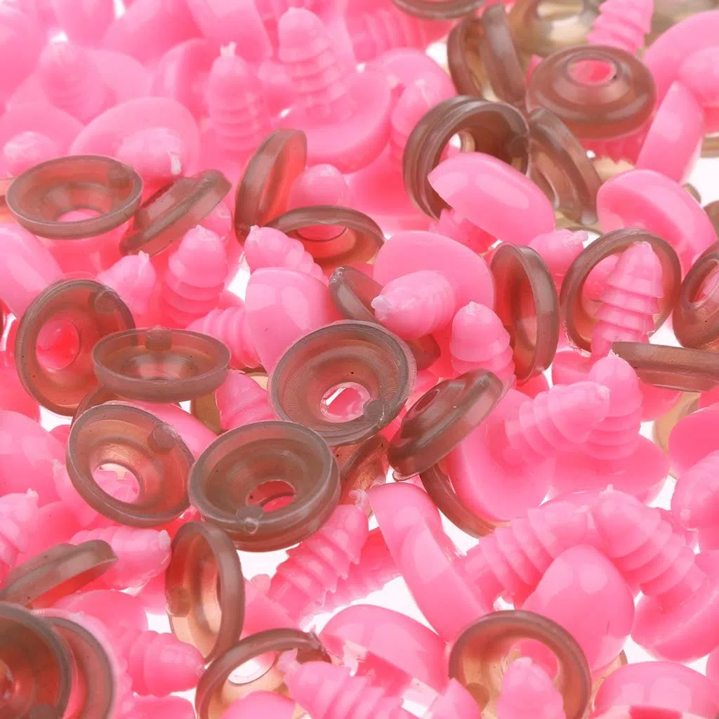 zalati Nasi per Bambole 100 pezzi con rondella di estremità del filo in plastica per infeltrimento ad ago Giocattolo per bambole - Rosa, 13 * 15 mm/ 0,5 * 0,6 pollici