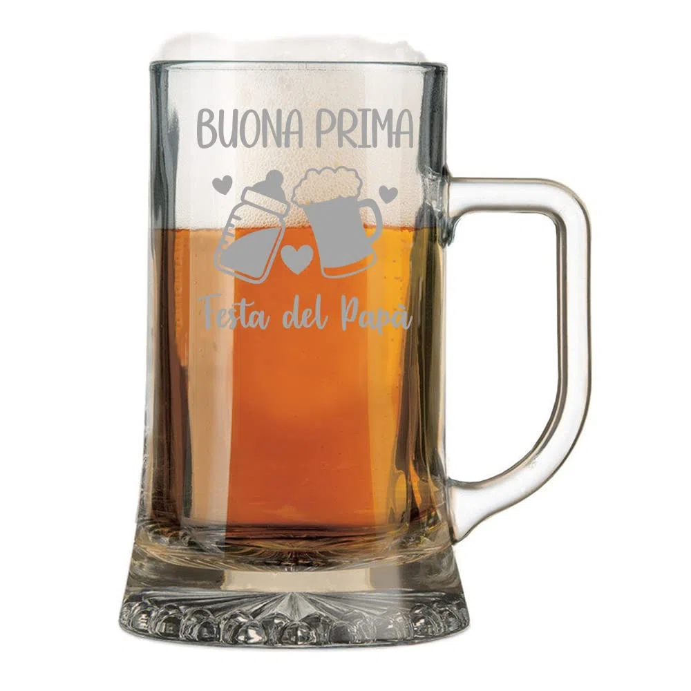 Colorfamily Boccale Birra Papà 50 cl Buona prima festa del papà cuori birra e biberon Idea regalo