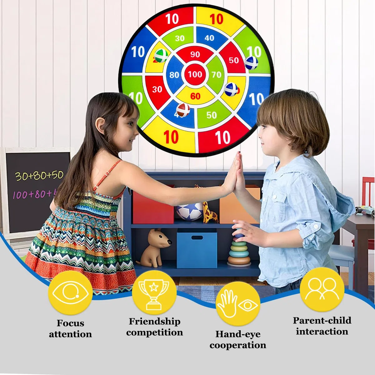 Bersaglio per freccette double face con palline, gioco di lancio all'aperto, giocattolo pieghevole, Per bambini e adulti di 1, 2, 3, 4, 5, 6, 7, 8, 9, 10, 11, 12 anni