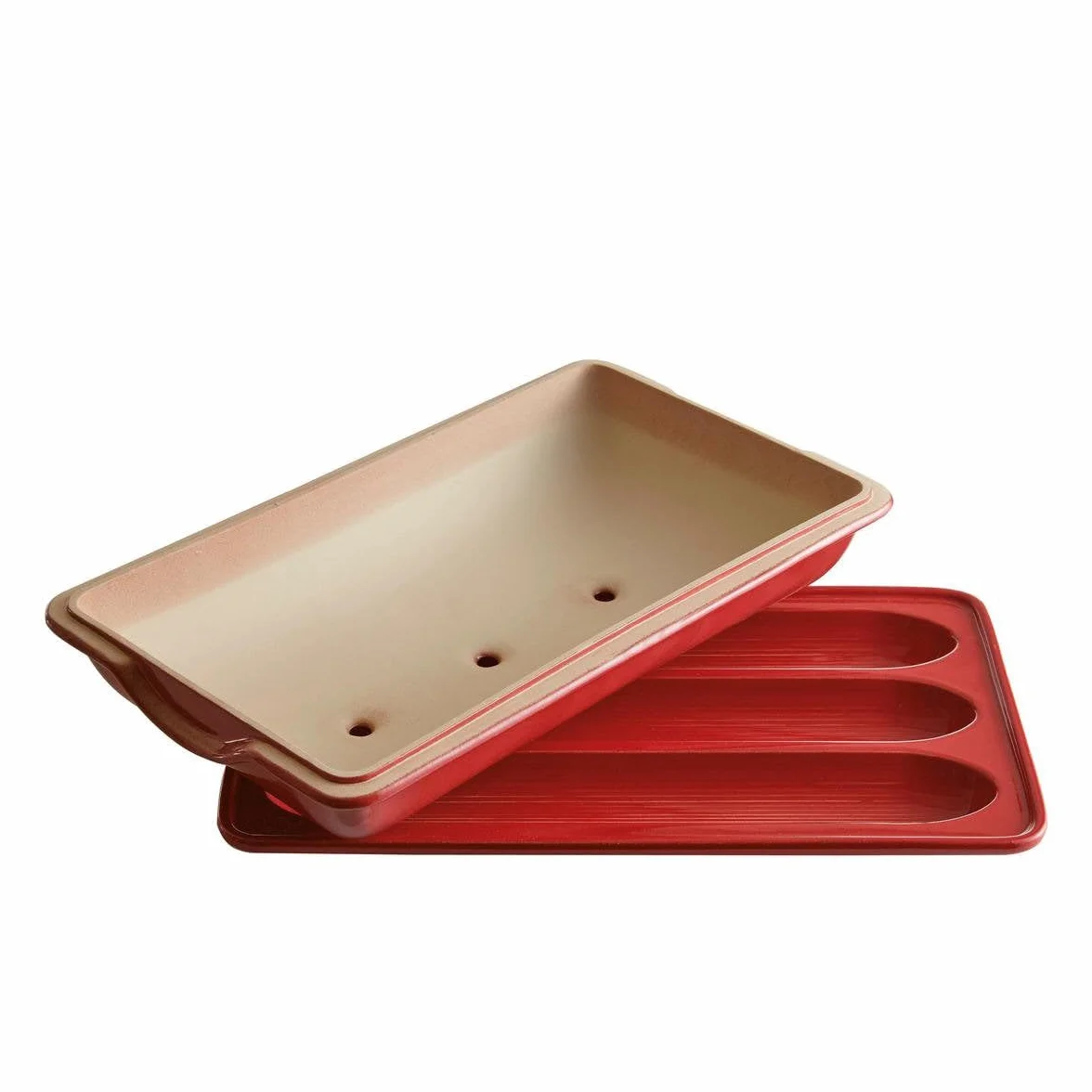 Emile Henry EH349506 Baguettes Stampo con Imballaggio Rinforzato, Marsala
